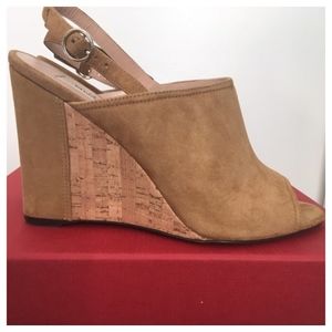 Valentino wedge sandals, suede peep-toe LIKE NEW!